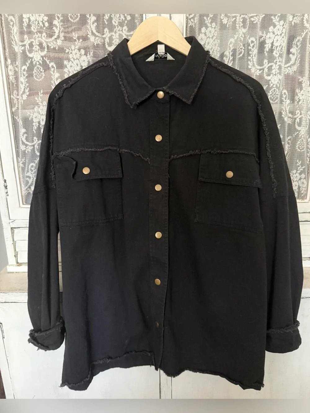 DAVI & DANI Black Jacket with Tan 'ROCK & ROLL' Back Graphic